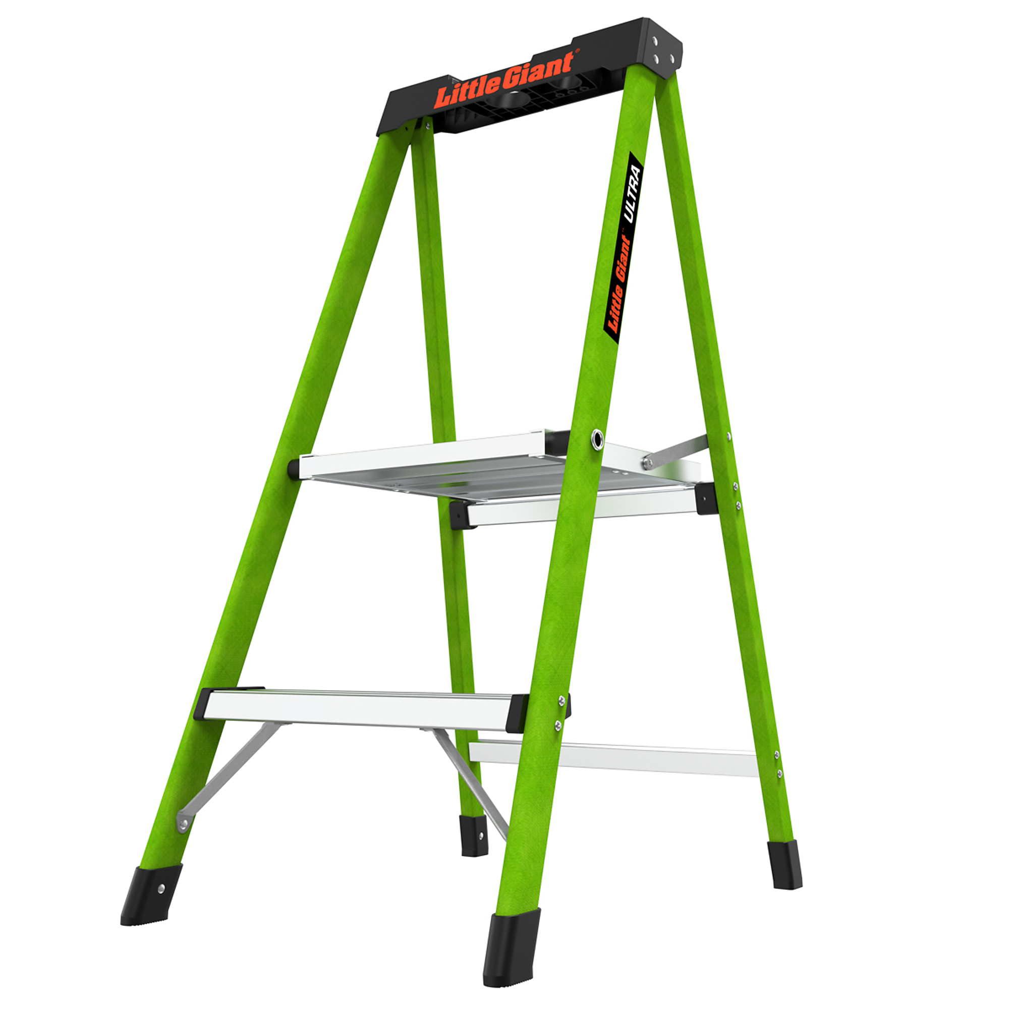 Little Giant Ultra Step Stool - 2-Step, 2ft., Fiberglass, 300-Lb. Capacity, Tool Tray, Model# 11862
